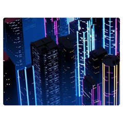 Night Music The City Neon Background Synth Retrowave Premium Plush Fleece Blanket (extra Small) by uniart180623