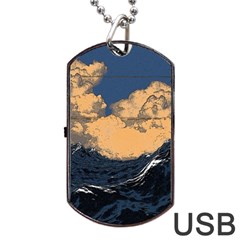 Waves Aesthetic Ocean Retro Sea Vintage Dog Tag Usb Flash (two Sides) by uniart180623