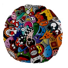 Cartoon Explosion Cartoon Characters Funny Large 18  Premium Round Cushions by uniart180623