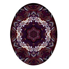 Rosette Kaleidoscope Mosaic Abstract Background Oval Glass Fridge Magnet (4 Pack) by Simbadda