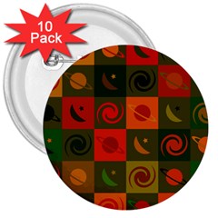 Space Pattern Multicolour 3  Buttons (10 Pack)  by Simbadda