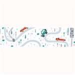 Cute Children Seamless Pattern With Cars Road Park Houses White Background Illustration Town Cartooo Large Bar Mat 32 x8.5  Bar Mat