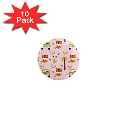 Cute Tiger Car Safari Seamless Pattern 1  Mini Magnet (10 Pack) 