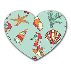 Seahorse Seashell Starfish Shell Heart Mousepad by Proyonanggan