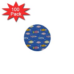 Sea Fish Blue Submarine Animal 1  Mini Buttons (100 Pack)  by Proyonanggan