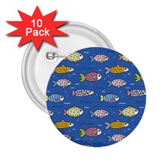 Sea Fish Blue Submarine Animal 2 25  Buttons (10 Pack)  by Proyonanggan