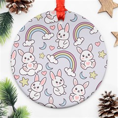 Seamless-pattern-with-cute-rabbit-character Ornament (round) by pakminggu