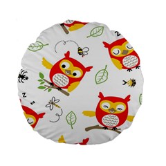 Seamless-pattern-vector-owl-cartoon-with-bugs Standard 15  Premium Round Cushions by pakminggu