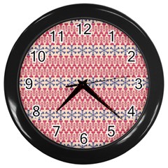 Christmas-pattern-background-green-decorative-star-snow Wall Clock (black) by Bedest