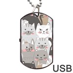 Cute Cats Seamless Pattern Dog Tag USB Flash (Two Sides) Back