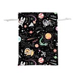 Cat And Dog Space Pattern Lightweight Drawstring Pouch (L) Back