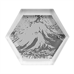 Mount Fuji Art Starry Night Van Gogh Hexagon Wood Jewelry Box Front