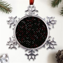 Abstract Dark Pattern Minimal Metal Large Snowflake Ornament by Bedest