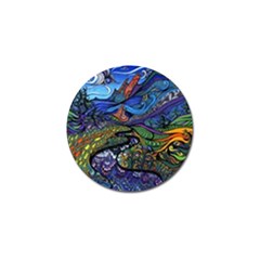 Multicolored Abstract Painting Artwork Psychedelic Colorful Golf Ball Marker by Bedest