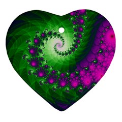 Fractal Spiral Purple Art Green Art Ornament (heart) by Proyonanggan