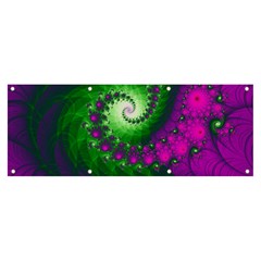 Fractal Spiral Purple Art Green Art Banner And Sign 8  X 3  by Proyonanggan