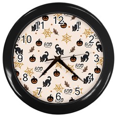 Cat Halloween Pattern Wall Clock (black) by Ndabl3x