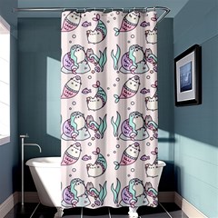 Cartoon Cat Cute Animal Kawaii Pastel Pattern Shower Curtain 36  X 72  (stall)  by Ndabl3x