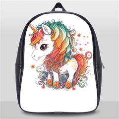 Baby Unicorn T- Shirt Colourful Bay Unicorn T- Shirt Yoga Reflexion Pose T- Shirtyoga Reflexion Pose T- Shirt School Bag (large) by hizuto