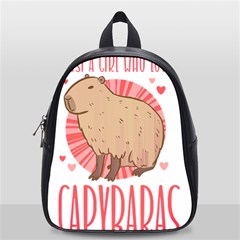 Capybara Love T- Shirt Just A Girl Who Loves Capybaras A Cute Design For Capybara Lovers T- Shirt Yoga Reflexion Pose T- Shirtyoga Reflexion Pose T- Shirt School Bag (small) by hizuto