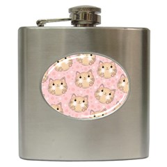 Cat Pattern Pink Cartoon Hip Flask (6 Oz) by Pakjumat