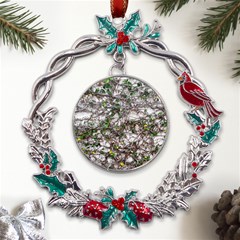 Climbing Plant At Outdoor Wall Metal X mas Wreath Holly Leaf Ornament by dflcprintsclothing