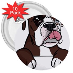 Boxer Dog T- Shirt Tri Colored Boxer T- Shirt 3  Buttons (10 Pack)  by JamesGoode