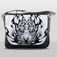 White And Black Tiger Messenger Bag by Sarkoni