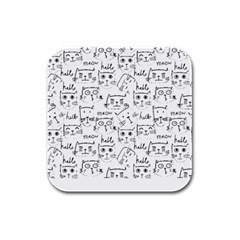 Cat Apparel T- Shirt Cute Cat Pattern For Cat Lovers T- Shirt Rubber Square Coaster (4 Pack) by EnriqueJohnson