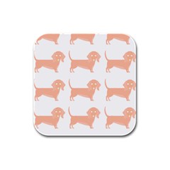 Dachshund Dog Pattern T- Shirt Brown Dachshund Dog Breed Cute Pattern T- Shirt Rubber Square Coaster (4 Pack) by EnriqueJohnson