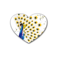 Bird Peafowl Peacock Animal Rubber Coaster (heart) by uniart180623