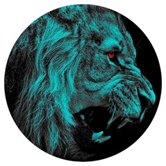 Angry Male Lion Predator Carnivore Round Trivet by uniart180623