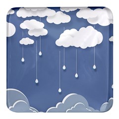 Clouds Rain Paper Raindrops Weather Sky Raining Square Glass Fridge Magnet (4 Pack) by uniart180623