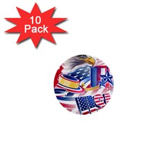 Independence Day United States Of America 1  Mini Buttons (10 Pack)  by Ket1n9