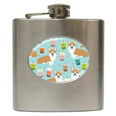 Welsh Corgi Boba Tea Bubble Cute Kawaii Dog Breed Hip Flask (6 Oz) by Grandong