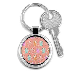 Cute Kawaii Kittens Seamless Pattern Key Chain (round) by Grandong