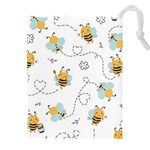 Bee Art Pattern Design Wallpaper Background Print Drawstring Pouch (4XL) Front