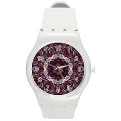 Rosette Kaleidoscope Mosaic Abstract Background Round Plastic Sport Watch (m) by Vaneshop