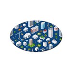 Isometric-seamless-pattern-megapolis Sticker Oval (100 pack) Front