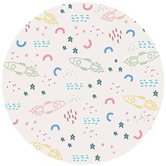 Spaceship Pattern Star Wooden Puzzle Round by Pakjumat