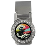 Retro Wave Kaiju Godzilla Japanese Pop Art Style Money Clips (CZ)  Front