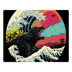 Retro Wave Kaiju Godzilla Japanese Pop Art Style Two Sides Premium Plush Fleece Blanket (large) by Modalart