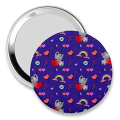 Rabbit Hearts Texture Seamless Pattern 3  Handbag Mirrors by Ravend