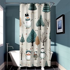 Snowman Snow Christmas Shower Curtain 36  X 72  (stall)  by Ravend