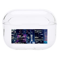 Black Building Lighted Under Clear Sky Hard Pc Airpods Pro Case by Modalart