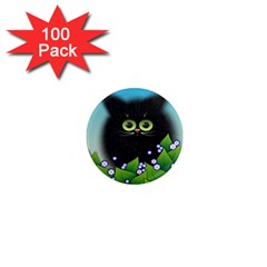 Kitten Black Furry Illustration 1  Mini Magnets (100 Pack)  by Sarkoni