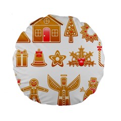 Gingerbread Food Snack Seasonal Standard 15  Premium Round Cushions by Modalart