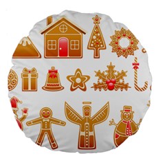 Gingerbread Food Snack Seasonal Large 18  Premium Flano Round Cushions by Modalart