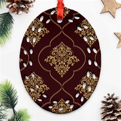 Vector Gold Ornament Pattern Seamless Damask Ornament (oval Filigree) by Pakjumat