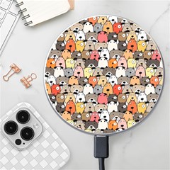 Cute Dog Seamless Pattern Background Wireless Fast Charger(white) by Pakjumat